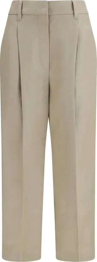 Beige Linen Casual Pants