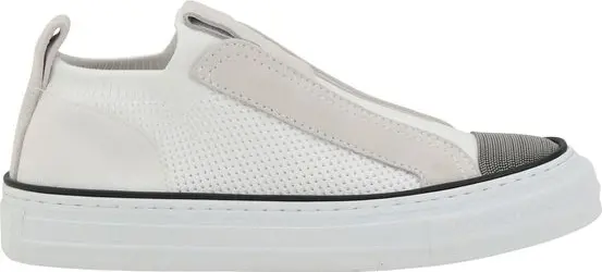 White Nylon Low Top Sneakers