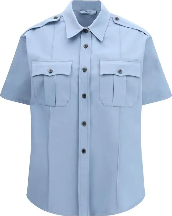 Blue Cotton Shortsleeve Shirt