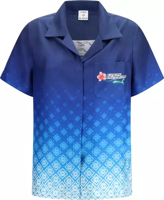 Blue Silk Pattern Shirt