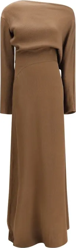 Brown Silk Casual Dress