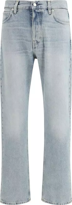 Blue Cotton Straight-Leg Jeans
