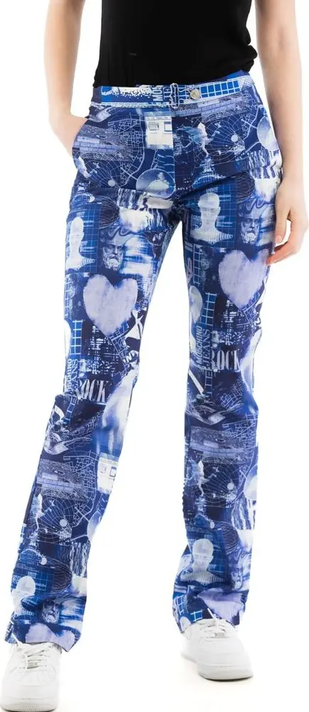 Multicolor Cotton Casual Pants