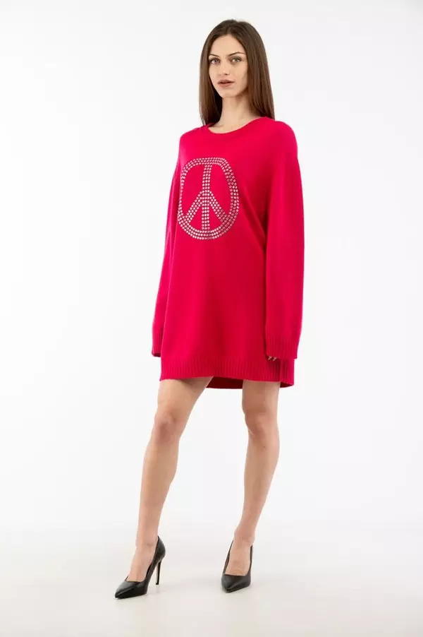 Fuchsia Wool Casual Dress