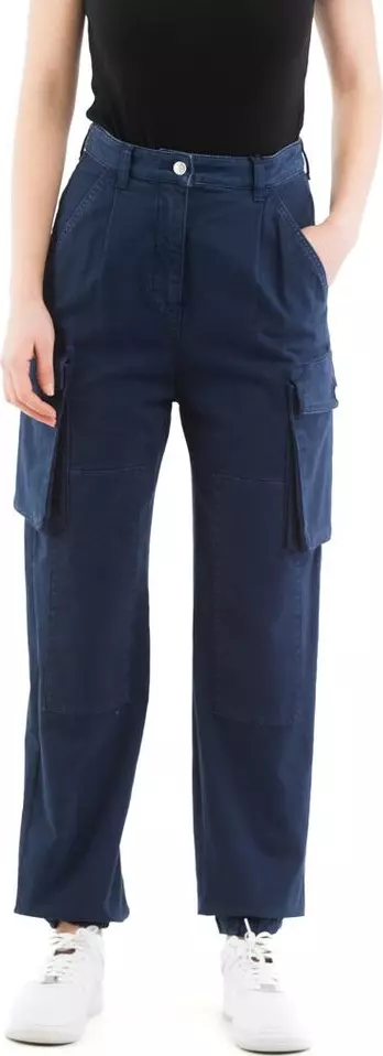 Blue Cotton Cargo Pants