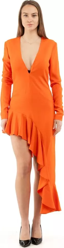 Orange Marabou Casual Dress