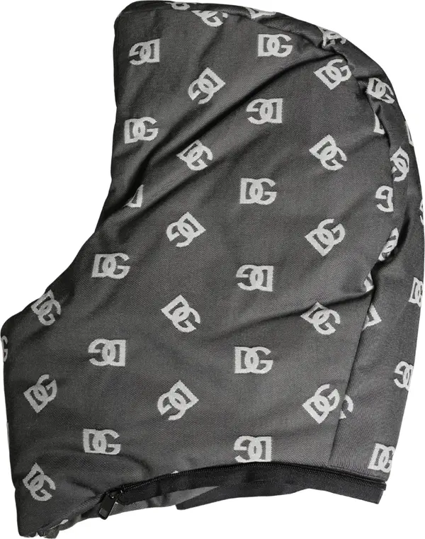 Black Logo Print Whole Head Wrap Capello Hat