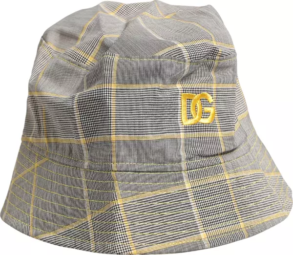 Men Gray Checkered Bucket Fisherman Capello Hat