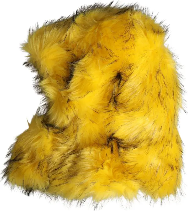 Yellow Modacrylic Fur Women Bucket Capello Hat