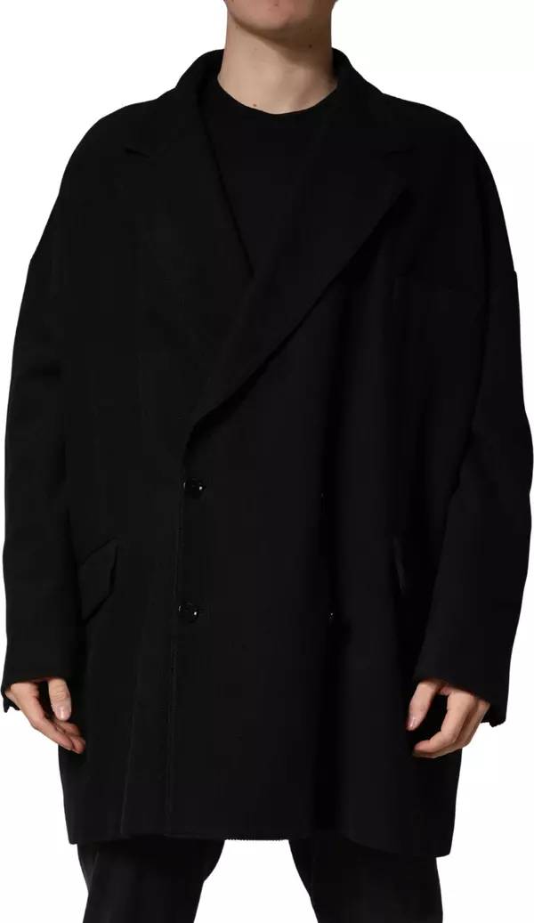 Black Double Breasted 2 Buttons Suit Jacket