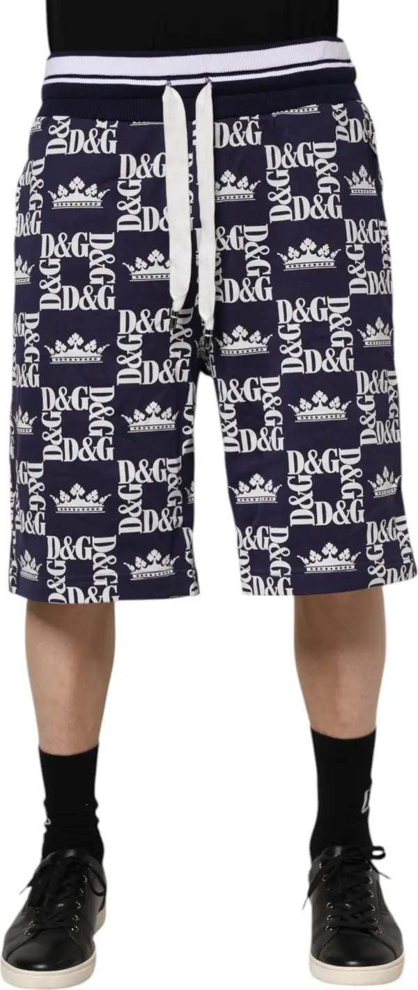Blue DG Logo Print Chino Men Bermuda Shorts