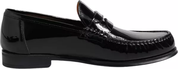 Black Leather Slip On Loafers Dress Shoes