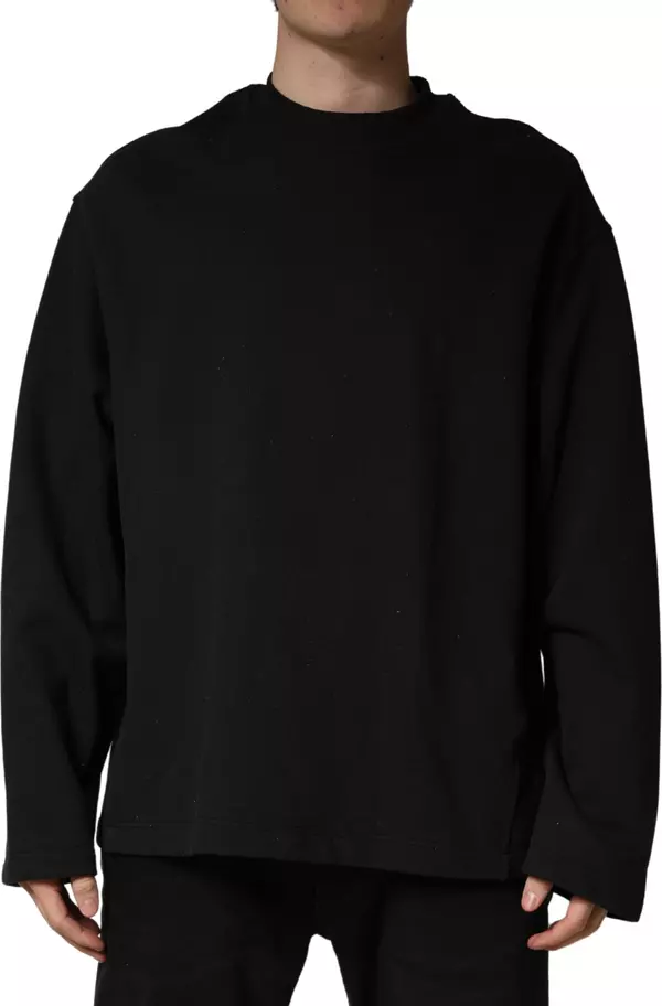 Black Cotton Crew Neck Sweatshirt  Sweater