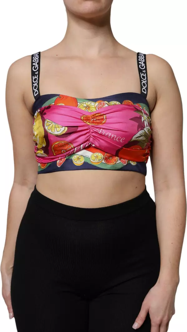 Multicolor Silk Cropped Bustier Corset Top