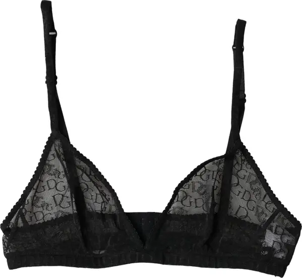 Black Logo Mania Sheer Soft Cup Bra Underwear