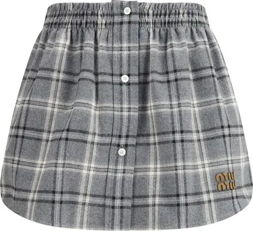 Gray Cotton Mini Skirt