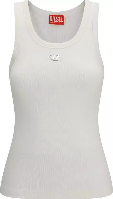 White Cotton Sleeveles T-Shirt