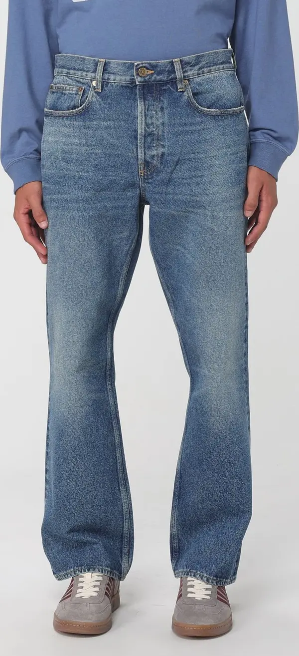 Blue Cotton Flared Jeans