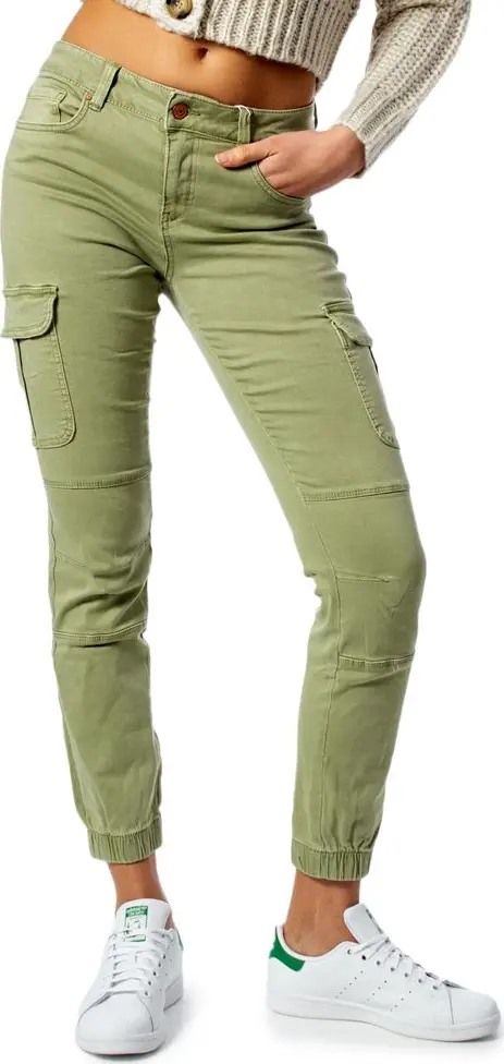 Green Cotton Skinny Pants