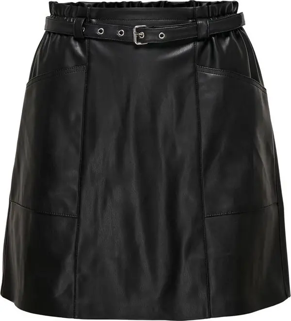 Black Polyester Mini Skirt
