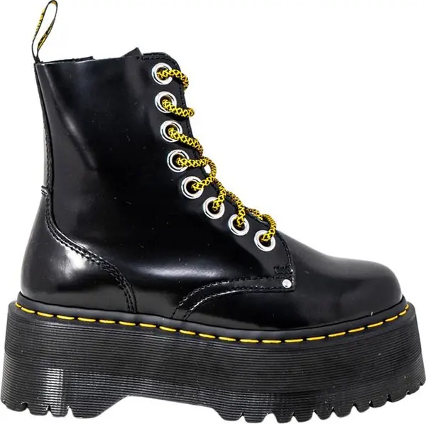 Black Leather Lace-Up Boots