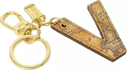 Beige Leather Keychain