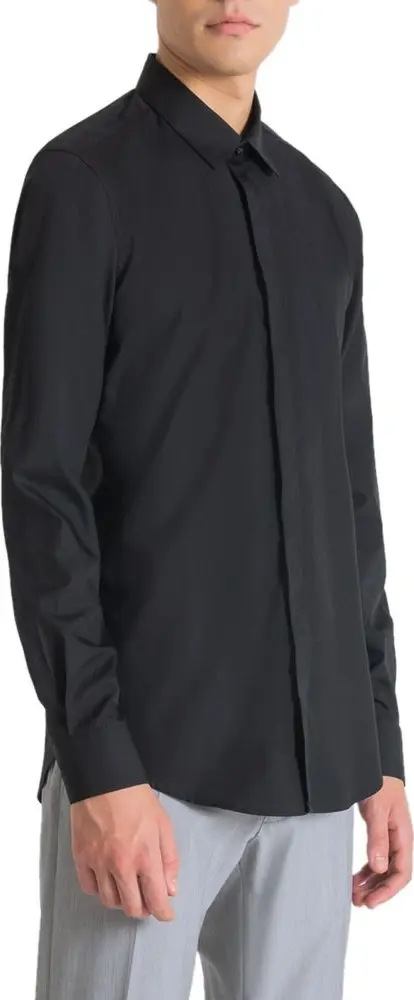 Black Cotton Dress Shirt