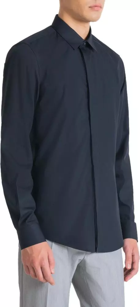 Blue Cotton Dress Shirt