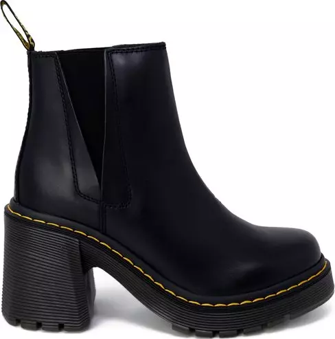 Black Leather High Heel Pumps