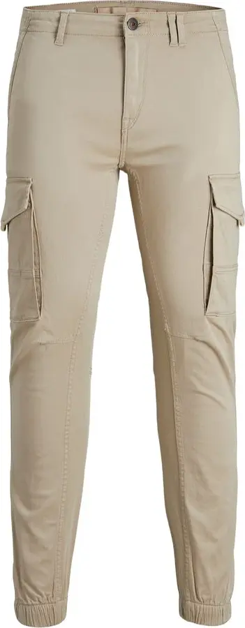 Beige Cotton Cargo Pants