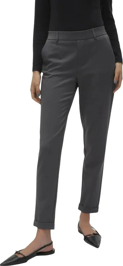 Gray Polyester Casual Pants