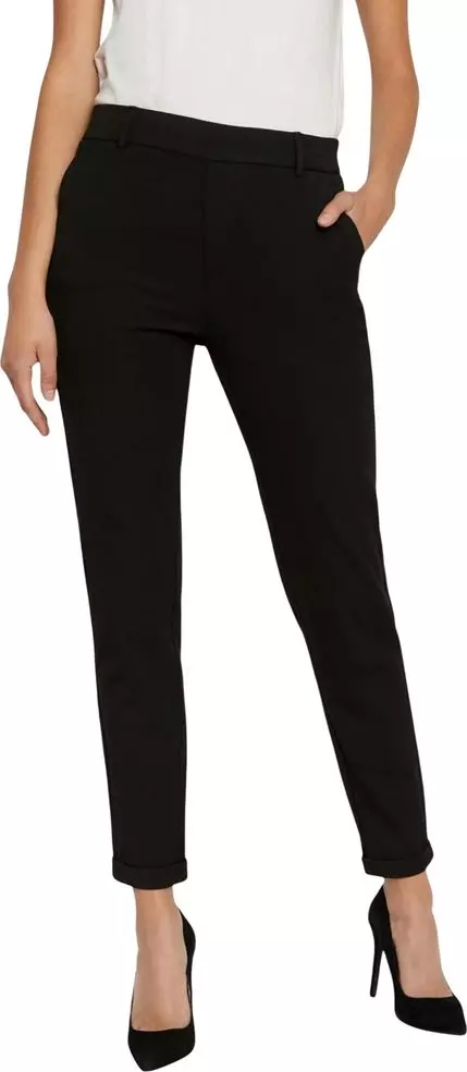 Black Polyester Casual Pants