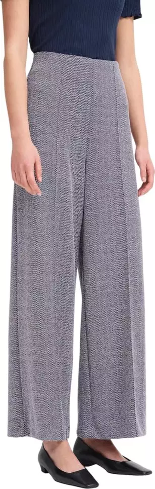 Blue Polyester Casual Pants