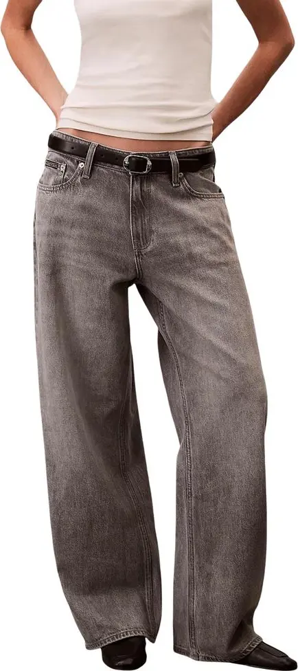 Gray Cotton Boyfriend Jeans