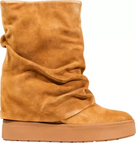 Beige Suede Leather Ankle Boots