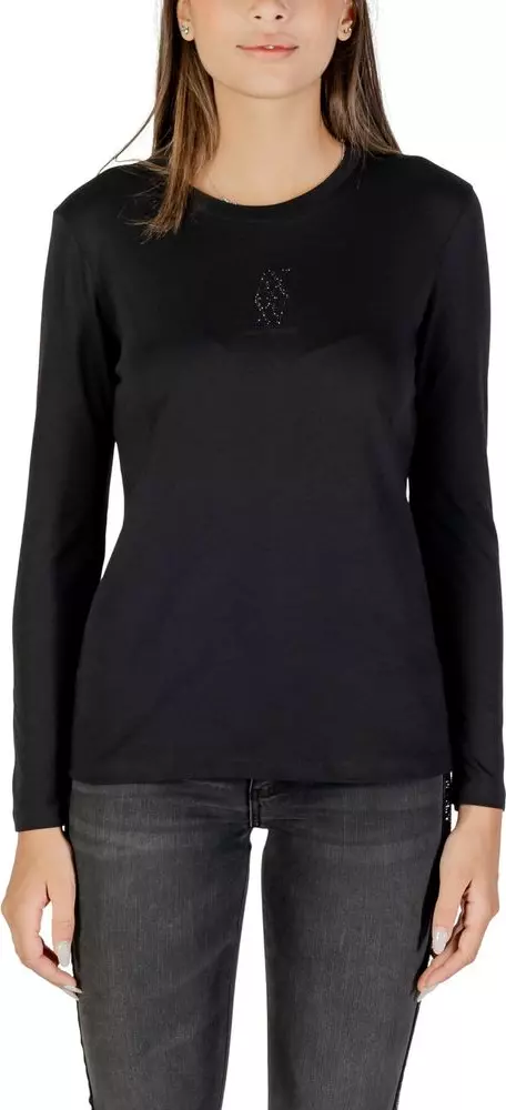 Black Cotton Long Sleeve T-Shirt