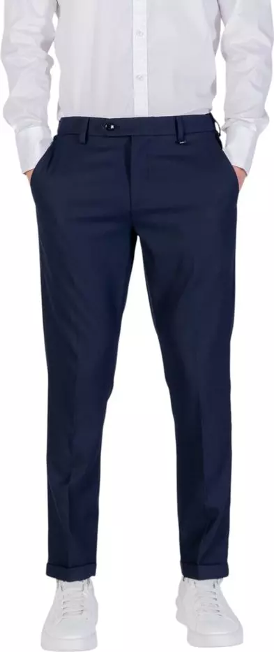 Blue Polyester Skinny Pants