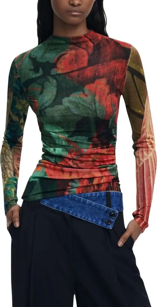 Bicolor Viscose Long Sleeve T-Shirt