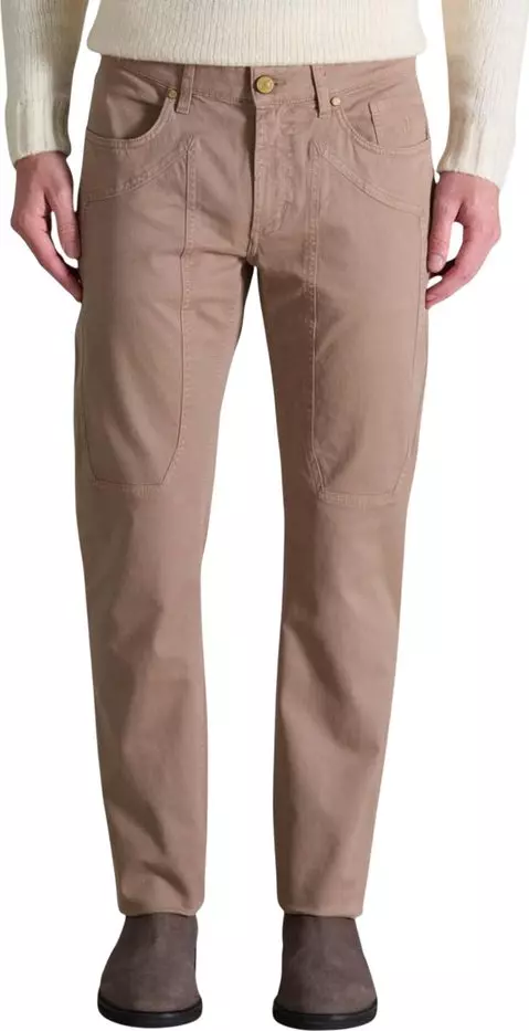 Beige Cotton Skinny Pants