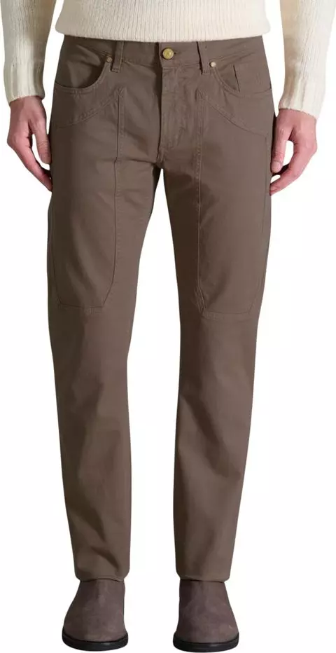 Brown Cotton Skinny Pants