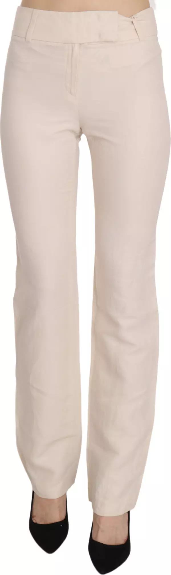 White High Waist Silk Blend Flared Dress Trousers Pants