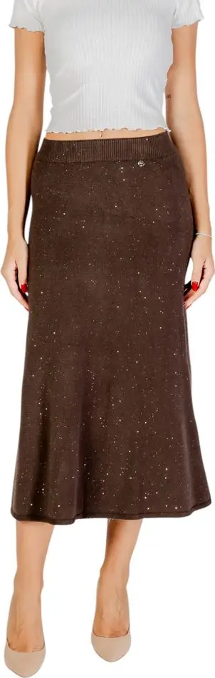 Brown Viscose Long Skirt