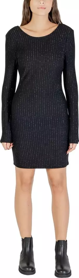 Black Polyester Short Dress