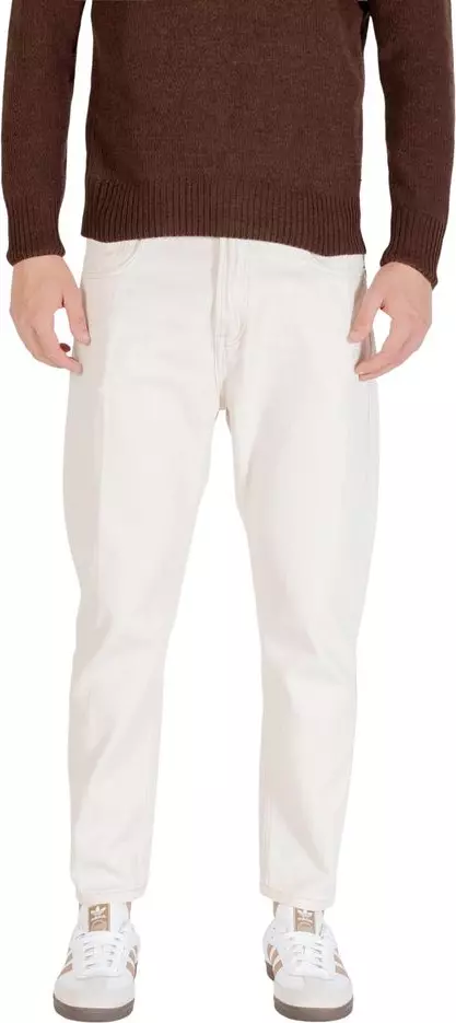 Cream Cotton Relaxed Fit Jeans