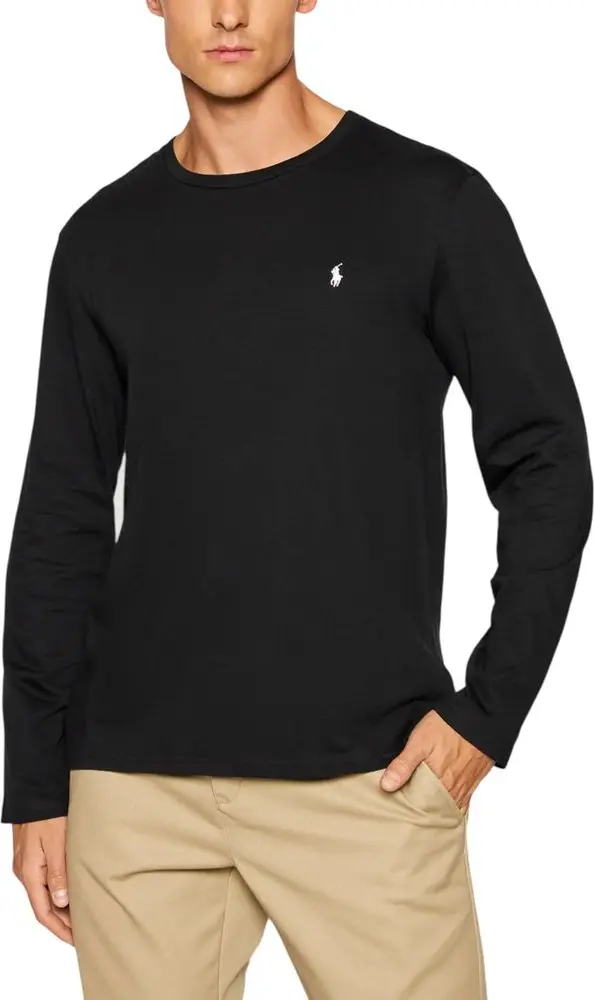 Black Cotton Long Sleeve T-Shirt