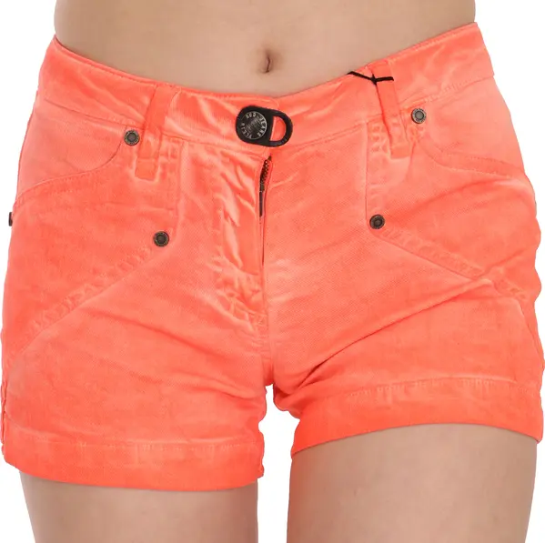 Orange Mid Waist Cotton Denim Mini Shorts