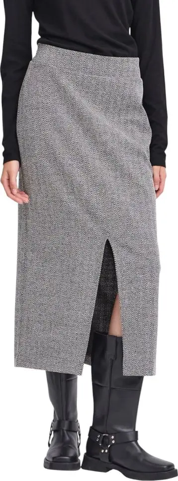 Black And White Polyester Long Skirt