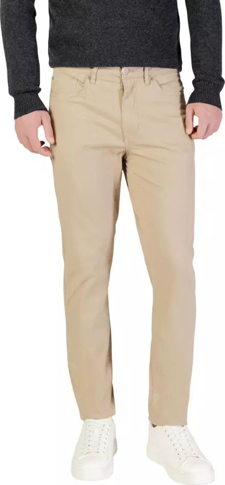 Beige Cotton Skinny Pants