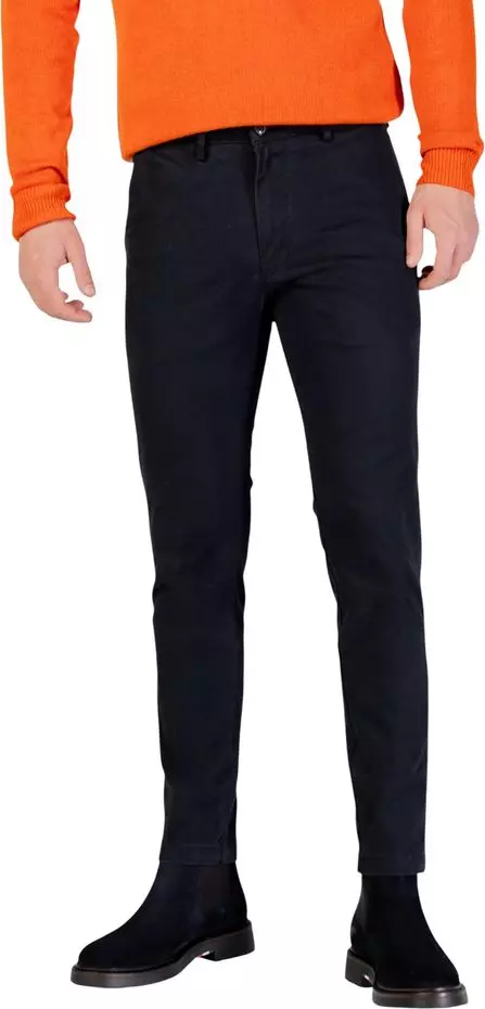 Blue Cotton Skinny Pants