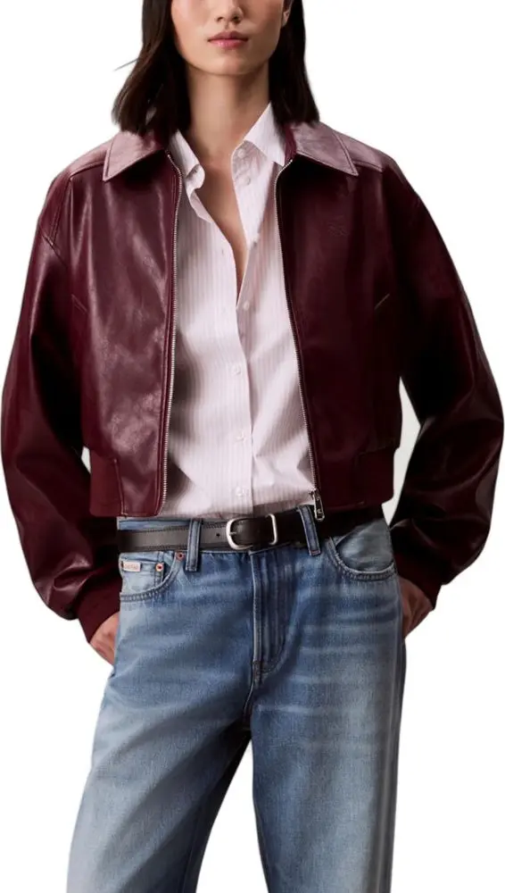 Bordeaux Polyethylene Leather Jacket